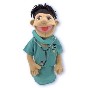 Melissa & Doug Doctor Puppet Dr. Susan Chartwell Teal W Rod NIB Hand Puppet SMT